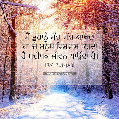 Picture 07 - ਯੂਹੰਨਾ 6:47 PANIRV - ਮੈਂ ਤੁਹਾਨੂੰ - Bible Verse Picture