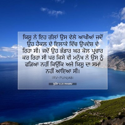Picture 07 - ਯੂਹੰਨਾ 8:20 PANIRV - ਯਿਸੂ ਨੇ ਇਹ ਗੱਲਾਂ ਉਸ - Bible Verse Picture