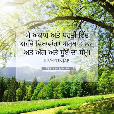 Picture 07 - ਯੋਏਲ 2:30 PANIRV - ਮੈਂ ਅਕਾਸ਼ ਅਤੇ ਧਰਤੀ - Bible Verse Picture