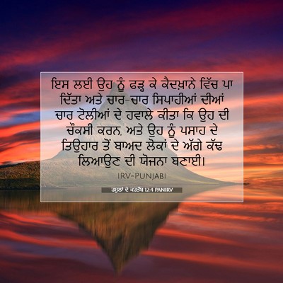 Picture 07 - ਰਸੂਲਾਂ ਦੇ ਕਰਤੱਬ 12:4 PANIRV - ਇਸ ਲਈ ਉਹ ਨੂੰ ਫੜ੍ਹ - Bible Verse Picture