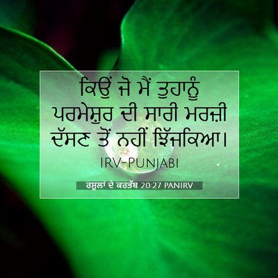 Picture 07 - ਰਸੂਲਾਂ ਦੇ ਕਰਤੱਬ 20:27 PANIRV - ਕਿਉਂ ਜੋ ਮੈਂ - Bible Verse Picture