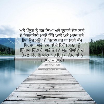 Picture 07 - ਰਸੂਲਾਂ ਦੇ ਕਰਤੱਬ 21:28 PANIRV - ਅਤੇ ਪੌਲੁਸ ਨੂੰ ਫੜ - Bible Verse Picture
