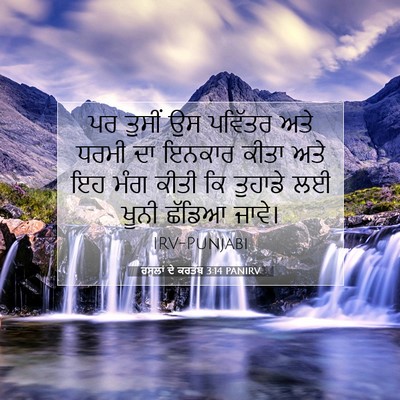 Picture 07 - ਰਸੂਲਾਂ ਦੇ ਕਰਤੱਬ 3:14 PANIRV - ਪਰ ਤੁਸੀਂ ਉਸ ਪਵਿੱਤਰ - Bible Verse Picture