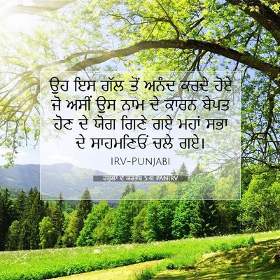Picture 07 - ਰਸੂਲਾਂ ਦੇ ਕਰਤੱਬ 5:41 PANIRV - ਉਹ ਇਸ ਗੱਲ ਤੋਂ ਅਨੰਦ - Bible Verse Picture