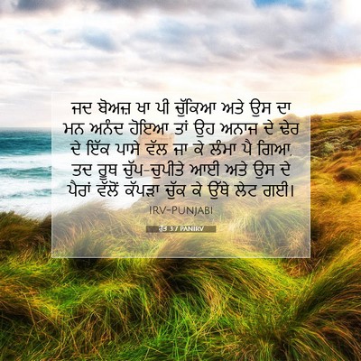 Picture 07 - ਰੁੱਤ 3:7 PANIRV - ਜਦ ਬੋਅਜ਼ ਖਾ ਪੀ - Bible Verse Picture