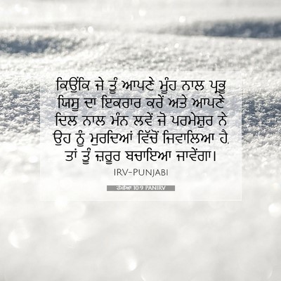 Picture 07 - ਰੋਮੀਆਂ 10:9 PANIRV - ਕਿਉਂਕਿ ਜੇ ਤੂੰ ਆਪਣੇ - Bible Verse Picture