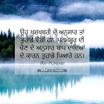 Picture 07 - ਰੋਮੀਆਂ 11:28 PANIRV - ਉਹ ਖੁਸ਼ਖਬਰੀ ਦੇ - Bible Verse Picture