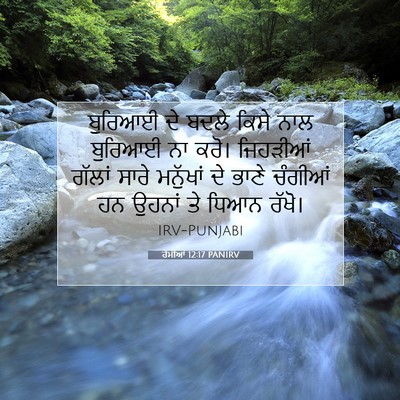 Picture 07 - ਰੋਮੀਆਂ 12:17 PANIRV - ਬੁਰਿਆਈ ਦੇ ਬਦਲੇ - Bible Verse Picture