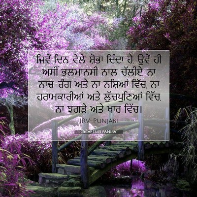 Picture 07 - ਰੋਮੀਆਂ 13:13 PANIRV - ਜਿਵੇਂ ਦਿਨ ਵੇਲੇ - Bible Verse Picture