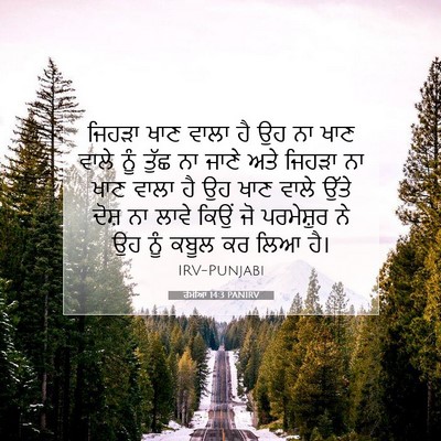 Picture 07 - ਰੋਮੀਆਂ 14:3 PANIRV - ਜਿਹੜਾ ਖਾਣ ਵਾਲਾ ਹੈ - Bible Verse Picture