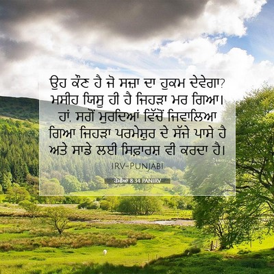 Picture 07 - ਰੋਮੀਆਂ 8:34 PANIRV - ਉਹ ਕੌਣ ਹੈ ਜੋ ਸਜ਼ਾ - Bible Verse Picture