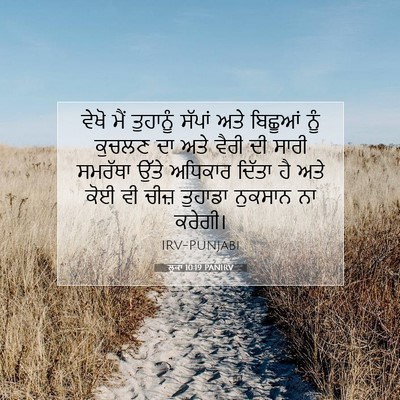 Picture 07 - ਲੂਕਾ 10:19 PANIRV - ਵੇਖੋ ਮੈਂ ਤੁਹਾਨੂੰ - Bible Verse Picture