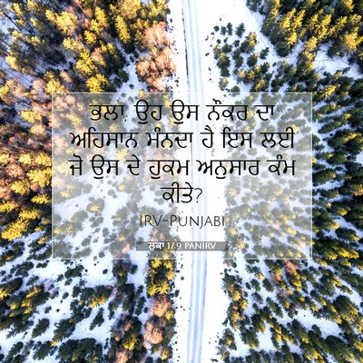 Picture 07 - ਲੂਕਾ 17:9 PANIRV - ਭਲਾ, ਉਹ ਉਸ ਨੌਕਰ ਦਾ - Bible Verse Picture