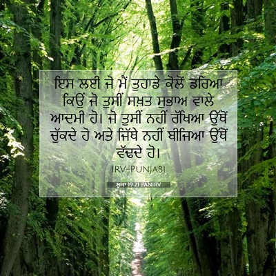 Picture 07 - ਲੂਕਾ 19:21 PANIRV - ਇਸ ਲਈ ਜੋ ਮੈਂ ਤੁਹਾਡੇ - Bible Verse Picture