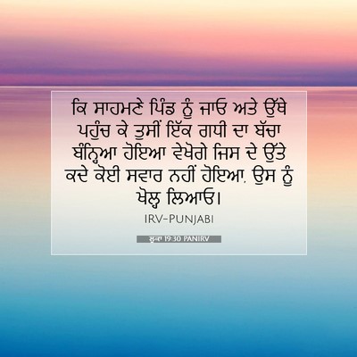 Picture 07 - ਲੂਕਾ 19:30 PANIRV - ਕਿ ਸਾਹਮਣੇ ਪਿੰਡ ਨੂੰ - Bible Verse Picture
