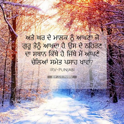 Picture 07 - ਲੂਕਾ 22:11 PANIRV - ਅਤੇ ਘਰ ਦੇ ਮਾਲਕ ਨੂੰ - Bible Verse Picture