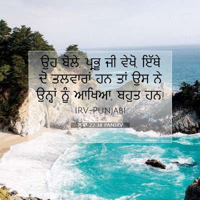 Picture 07 - ਲੂਕਾ 22:38 PANIRV - ਉਹ ਬੋਲੇ, ਪ੍ਰਭੂ ਜੀ - Bible Verse Picture