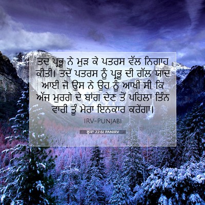 Picture 07 - ਲੂਕਾ 22:61 PANIRV - ਤਦ ਪ੍ਰਭੂ ਨੇ ਮੁੜ ਕੇ - Bible Verse Picture