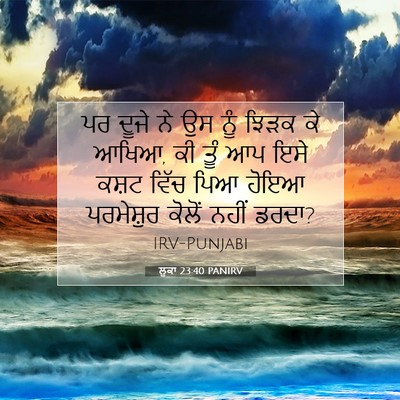 Picture 07 - ਲੂਕਾ 23:40 PANIRV - ਪਰ ਦੂਜੇ ਨੇ ਉਸ ਨੂੰ - Bible Verse Picture