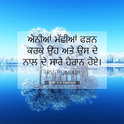 Picture 07 - ਲੂਕਾ 5:9 PANIRV - ਐਨੀਆਂ ਮੱਛੀਆਂ ਫੜਨ - Bible Verse Picture