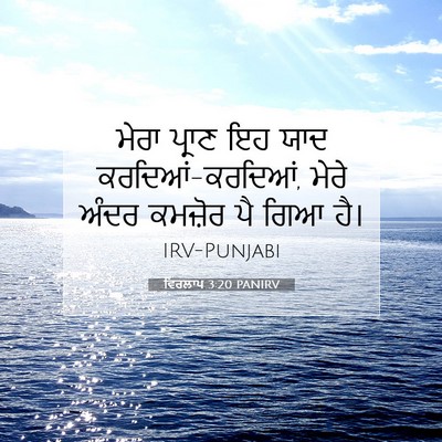 Picture 07 - ਵਿਰਲਾਪ 3:20 PANIRV - ਮੇਰਾ ਪ੍ਰਾਣ ਇਹ ਯਾਦ - Bible Verse Picture