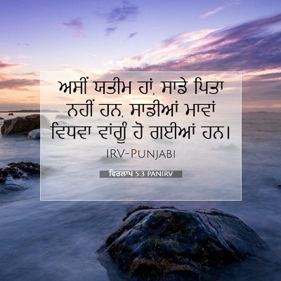 Picture 07 - ਵਿਰਲਾਪ 5:3 PANIRV - ਅਸੀਂ ਯਤੀਮ ਹਾਂ, ਸਾਡੇ - Bible Verse Picture