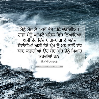 Picture 07 - ਸੁਲੇਮਾਨ ਦਾ ਗੀਤ 1:4 PANIRV - ਮੈਨੂੰ ਮੋਹ ਲੈ, ਅਸੀਂ - Bible Verse Picture