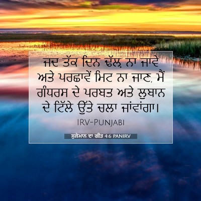 Picture 07 - ਸੁਲੇਮਾਨ ਦਾ ਗੀਤ 4:6 PANIRV - ਜਦ ਤੱਕ ਦਿਨ ਢੱਲ਼ ਨਾ - Bible Verse Picture