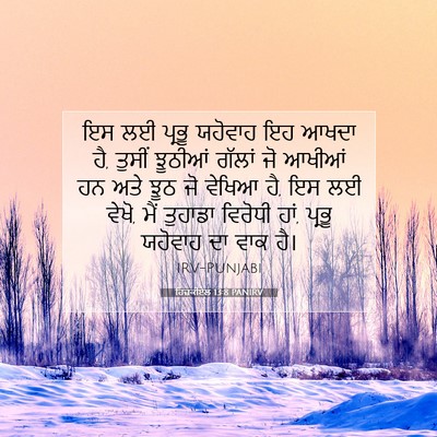 Picture 07 - ਹਿਜ਼ਕੀਏਲ 13:8 PANIRV - ਇਸ ਲਈ ਪ੍ਰਭੂ ਯਹੋਵਾਹ - Bible Verse Picture
