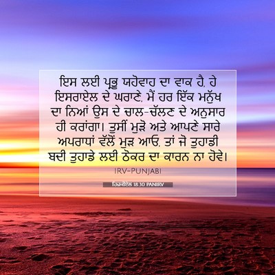 Picture 07 - ਹਿਜ਼ਕੀਏਲ 18:30 PANIRV - ਇਸ ਲਈ ਪ੍ਰਭੂ ਯਹੋਵਾਹ - Bible Verse Picture