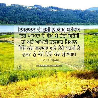 Picture 07 - ਹਿਜ਼ਕੀਏਲ 21:3 PANIRV - ਇਸਰਾਏਲ ਦੀ ਭੂਮੀ ਨੂੰ - Bible Verse Picture