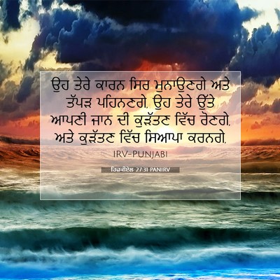 Picture 07 - ਹਿਜ਼ਕੀਏਲ 27:31 PANIRV - ਉਹ ਤੇਰੇ ਕਾਰਨ ਸਿਰ - Bible Verse Picture