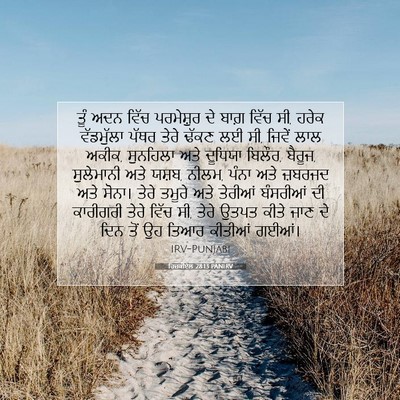 Picture 07 - ਹਿਜ਼ਕੀਏਲ 28:13 PANIRV - ਤੂੰ ਅਦਨ ਵਿੱਚ - Bible Verse Picture