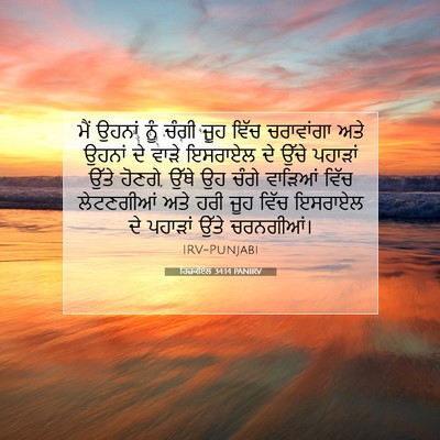 Picture 07 - ਹਿਜ਼ਕੀਏਲ 34:14 PANIRV - ਮੈਂ ਉਹਨਾਂ ਨੂੰ ਚੰਗੀ - Bible Verse Picture