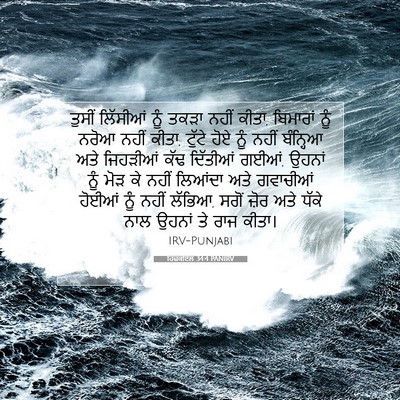 Picture 07 - ਹਿਜ਼ਕੀਏਲ 34:4 PANIRV - ਤੁਸੀਂ ਲਿੱਸੀਆਂ ਨੂੰ - Bible Verse Picture