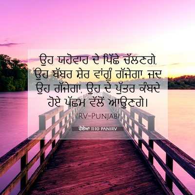 Picture 07 - ਹੋਸ਼ੇਆ 11:10 PANIRV - ਉਹ ਯਹੋਵਾਹ ਦੇ ਪਿੱਛੇ - Bible Verse Picture