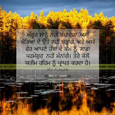Picture 07 - ਹੋਸ਼ੇਆ 14:3 PANIRV - ਅੱਸ਼ੂਰ ਸਾਨੂੰ ਨਹੀਂ - Bible Verse Picture