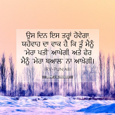 Picture 07 - ਹੋਸ਼ੇਆ 2:16 PANIRV - ਉਸ ਦਿਨ ਇਸ ਤਰ੍ਹਾਂ - Bible Verse Picture