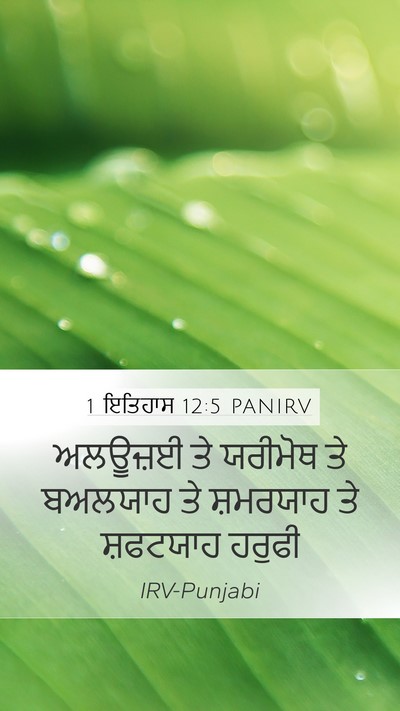 1 ਇਤਿਹਾਸ 12:5 PANIRV Mobile Phone Wallpaper - ਅਲਊਜ਼ਈ ਤੇ ਯਰੀਮੋਥ - Mobile Bible Verse Wallpaper