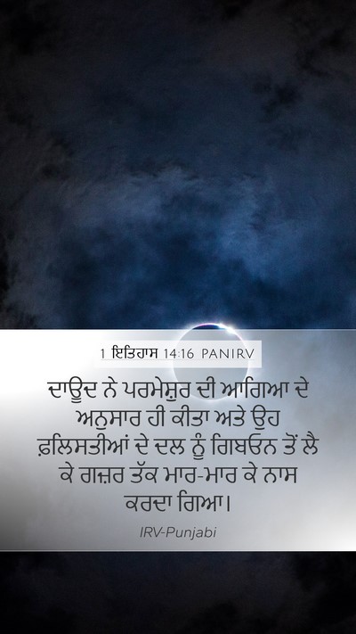 1 ਇਤਿਹਾਸ 14:16 PANIRV Mobile Phone Wallpaper - ਦਾਊਦ ਨੇ ਪਰਮੇਸ਼ੁਰ - Mobile Bible Verse Wallpaper
