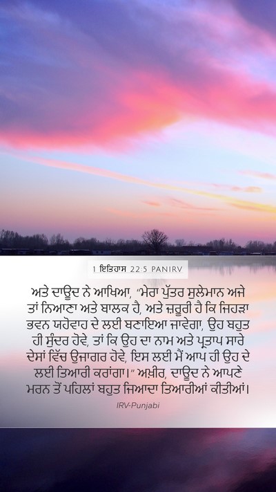 1 ਇਤਿਹਾਸ 22:5 PANIRV Bible Verse Image