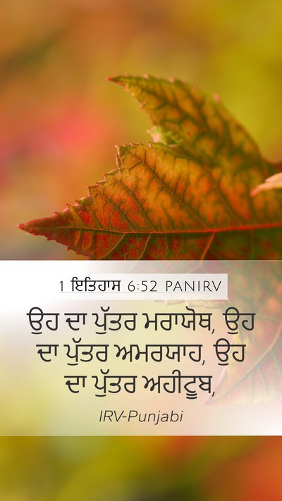 1 ਇਤਿਹਾਸ 6:52 PANIRV Mobile Phone Wallpaper - ਉਹ ਦਾ ਪੁੱਤਰ ਮਰਾਯੋਥ, - Mobile Bible Verse Wallpaper