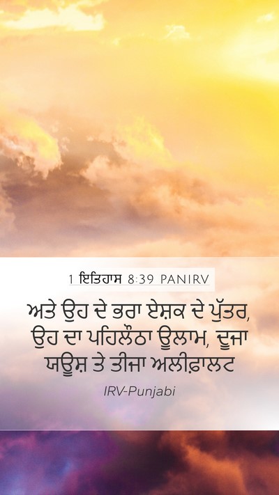 1 ਇਤਿਹਾਸ 8:39 PANIRV Mobile Phone Wallpaper - ਅਤੇ ਉਹ ਦੇ ਭਰਾ ਏਸ਼ਕ - Mobile Bible Verse Wallpaper
