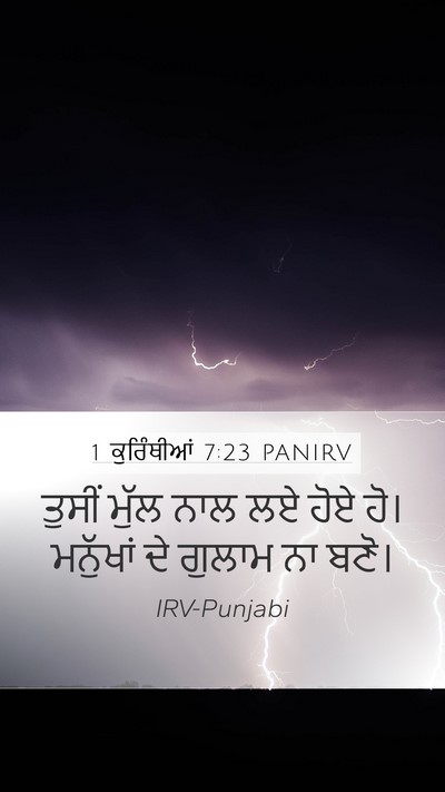 1 ਕੁਰਿੰਥੀਆਂ 7:23 PANIRV Mobile Phone Wallpaper - ਤੁਸੀਂ ਮੁੱਲ ਨਾਲ ਲਏ - Mobile Bible Verse Wallpaper