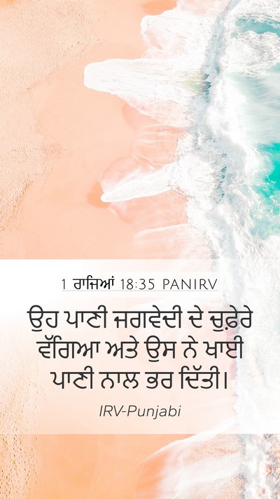 1 ਰਾਜਿਆਂ 18:35 PANIRV Mobile Phone Wallpaper - ਉਹ ਪਾਣੀ ਜਗਵੇਦੀ ਦੇ - Mobile Bible Verse Wallpaper