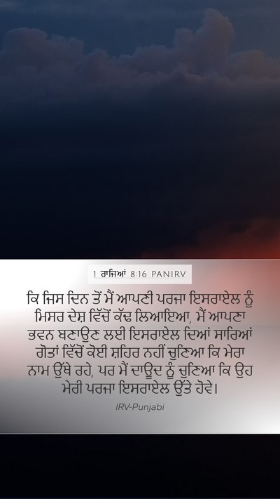 1 ਰਾਜਿਆਂ 8:16 PANIRV Bible Verse Image