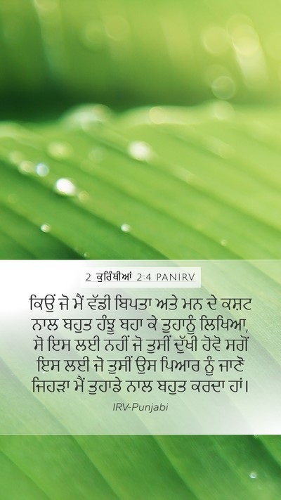 2 ਕੁਰਿੰਥੀਆਂ 2:4 PANIRV Mobile Phone Wallpaper - ਕਿਉਂ ਜੋ ਮੈਂ ਵੱਡੀ - Mobile Bible Verse Wallpaper