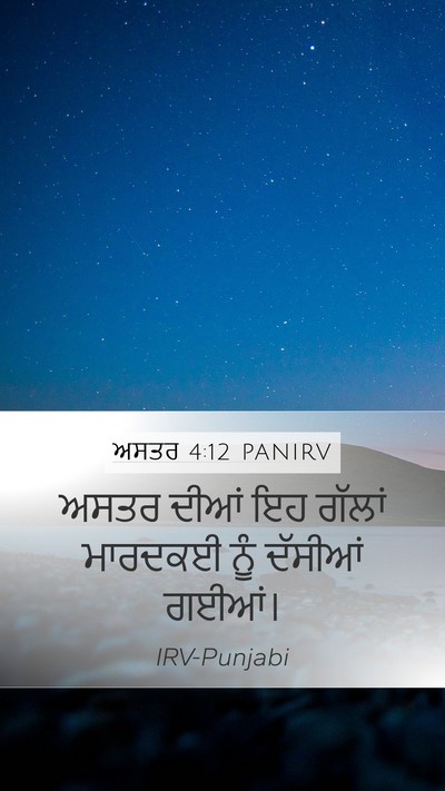 ਅਸਤਰ 4:12 PANIRV Mobile Phone Wallpaper - ਅਸਤਰ ਦੀਆਂ ਇਹ ਗੱਲਾਂ - Mobile Bible Verse Wallpaper