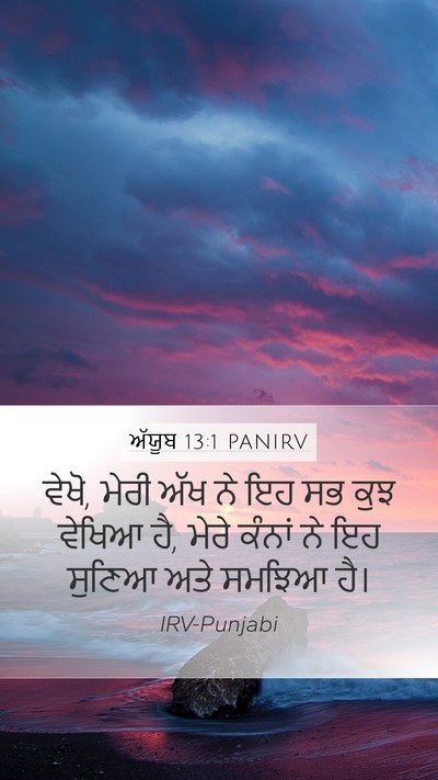 ਅੱਯੂਬ 13:1 PANIRV Mobile Phone Wallpaper - ਵੇਖੋ, ਮੇਰੀ ਅੱਖ ਨੇ - Mobile Bible Verse Wallpaper