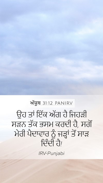 ਅੱਯੂਬ 31:12 PANIRV Mobile Phone Wallpaper - ਉਹ ਤਾਂ ਇੱਕ ਅੱਗ ਹੈ - Mobile Bible Verse Wallpaper